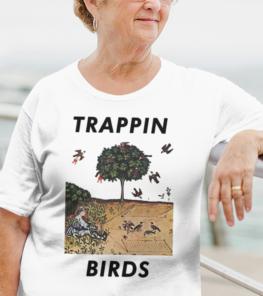 Trappin Birds Retro Medieval Hunting Scene T-Shirt