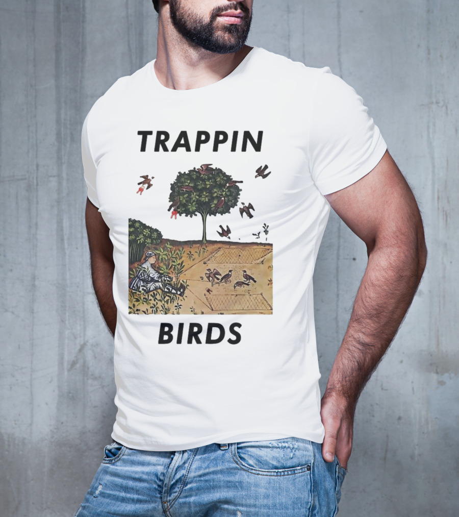 Trappin Birds Retro Medieval Hunting Scene T-Shirt