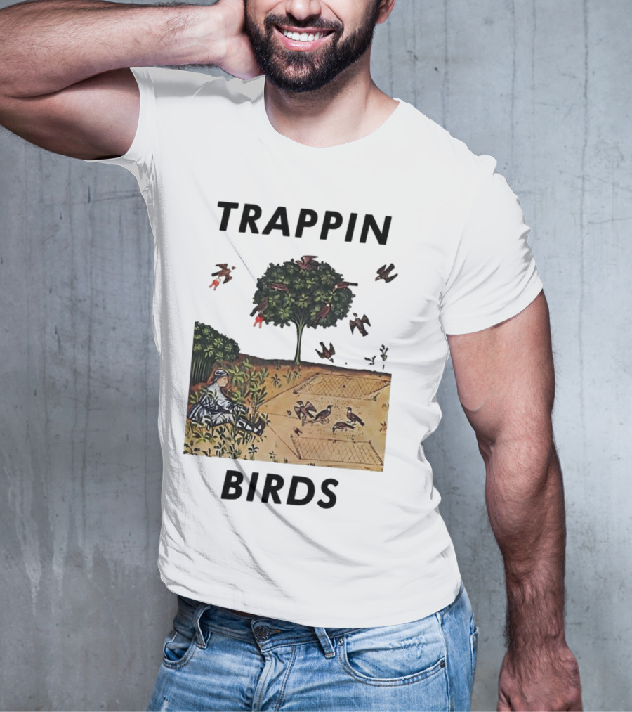 Trappin Birds Retro Medieval Hunting Scene T-Shirt