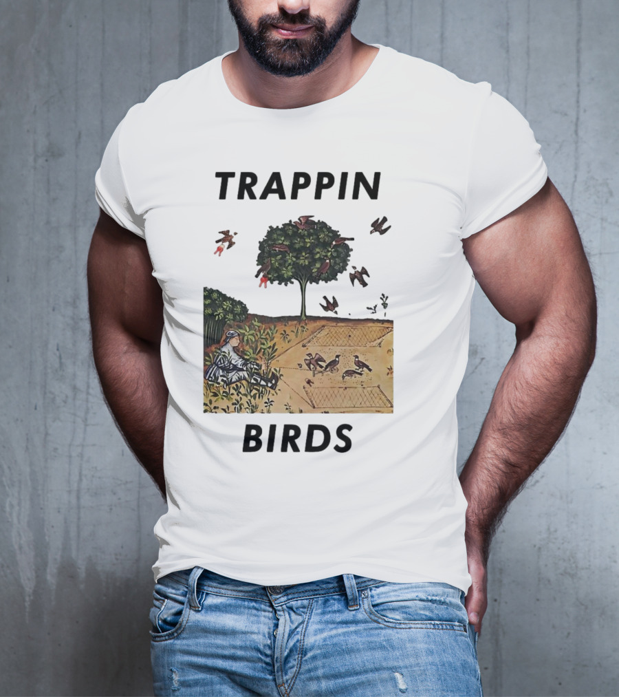 Trappin Birds Retro Medieval Hunting Scene T-Shirt