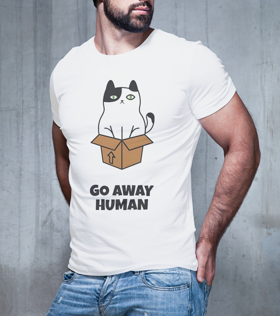 Black Cat In A Box Go Away Human T-Shirt