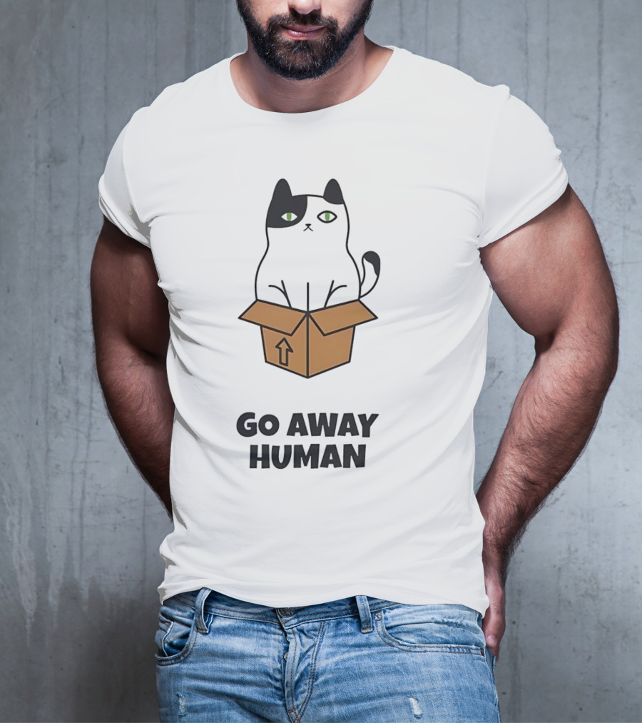 Black Cat In A Box Go Away Human T-Shirt