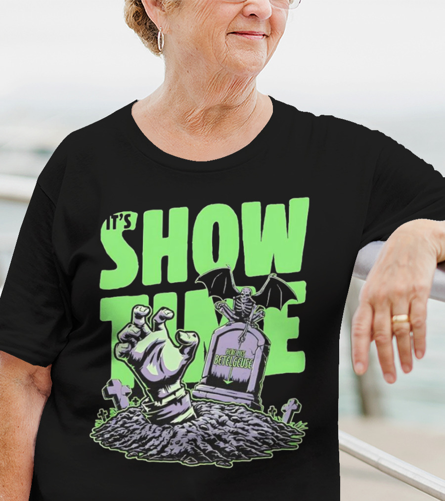 It's Showtime Here Lies Betelgeuse With Skeleton And Tombstone T-Shirt