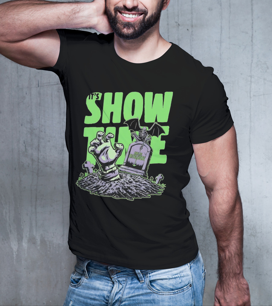 It's Showtime Here Lies Betelgeuse With Skeleton And Tombstone T-Shirt
