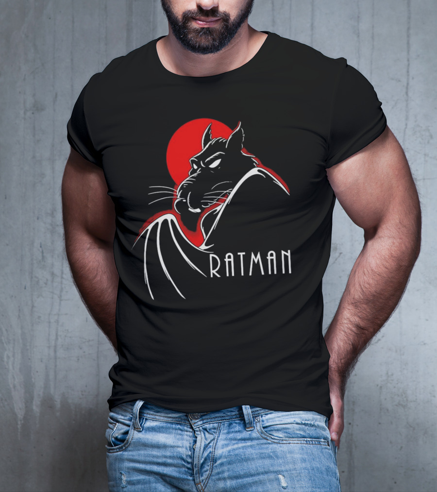 Ratman Splinter Shadow Against Red Moon In Batman T-Shirt
