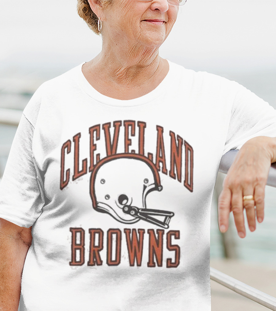 Cleveland Browns Helmet Icon White Black T-Shirt
