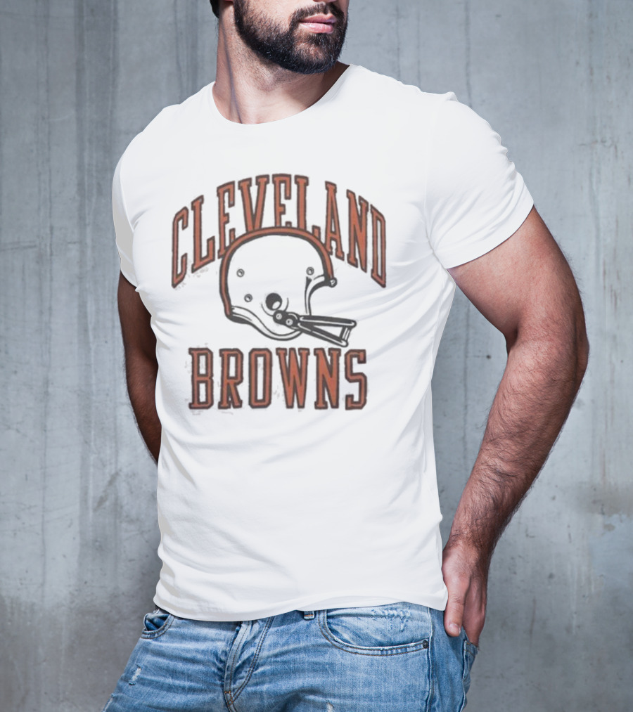 Cleveland Browns Helmet Icon White Black T-Shirt