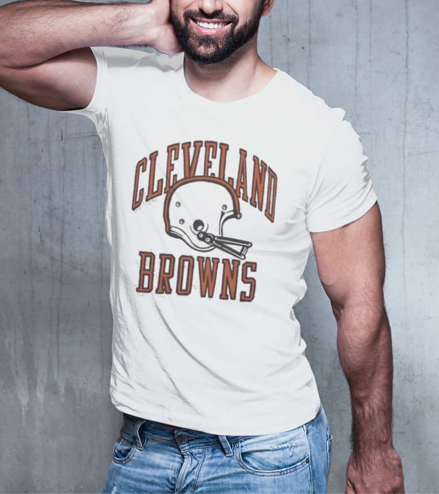 Cleveland Browns Helmet Icon White Black T-Shirt