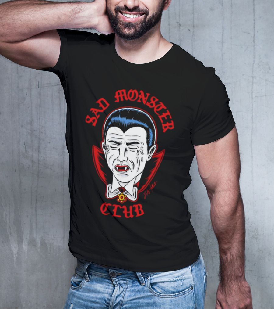 Sad Monster Club Dracula Face Fang Cape Tears T-Shirt