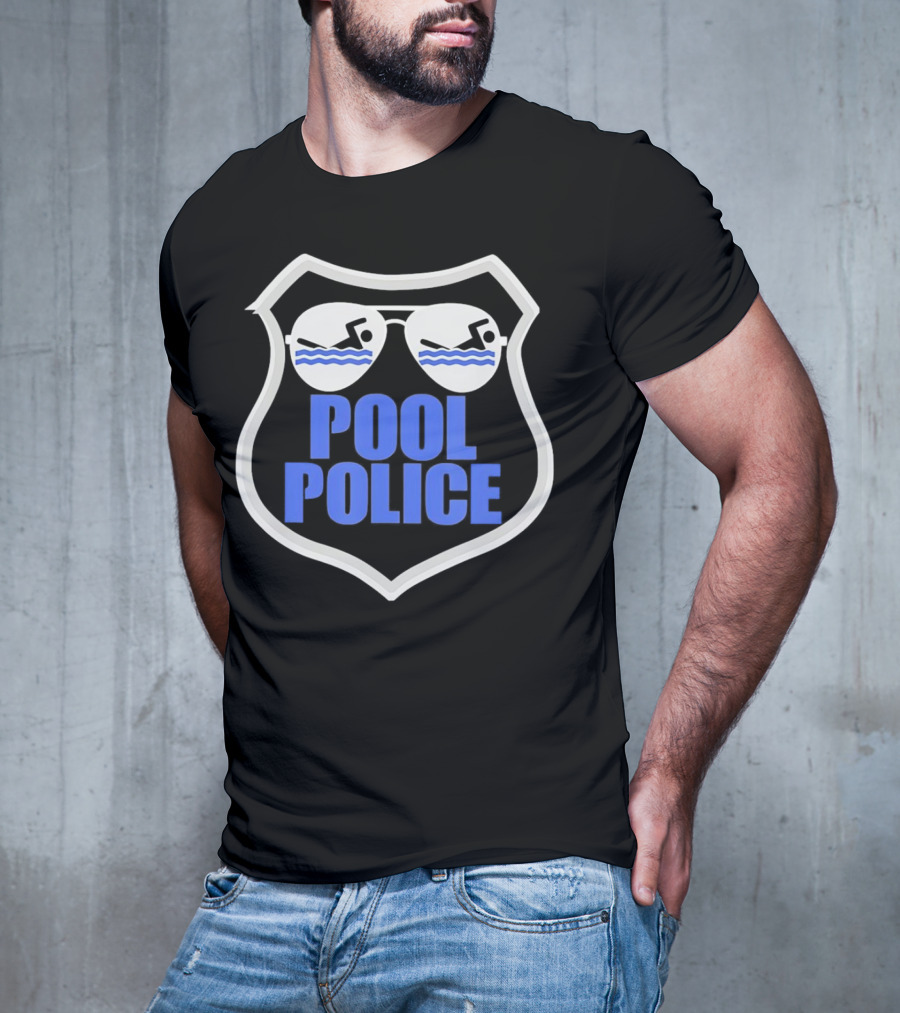 Pool Police Badge With Sunglasses Swimmers T-Shirt