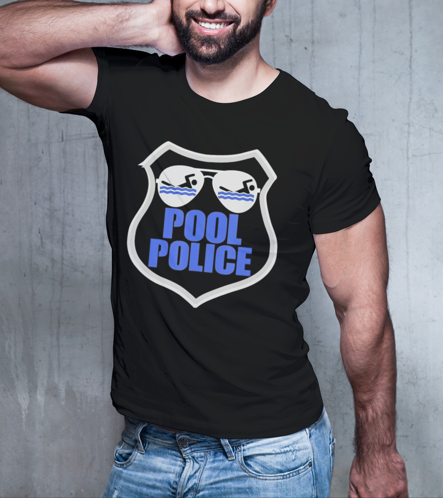 Pool Police Badge With Sunglasses Swimmers T-Shirt