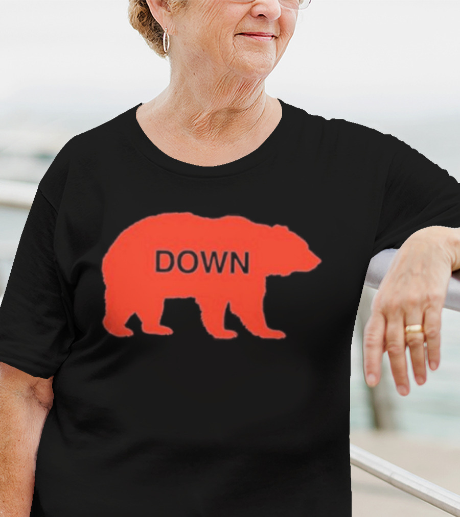 Walking Bear Down Red Bear Silhouette With Text DOWN T-Shirt