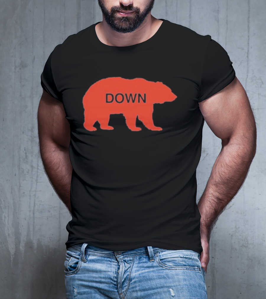 Walking Bear Down Red Bear Silhouette With Text DOWN T-Shirt