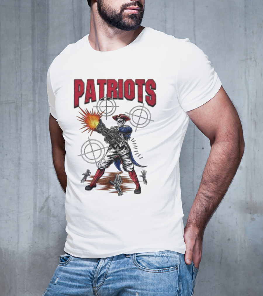 Patriots Skeleton Shooting With Rifle And Targets T-Shirt