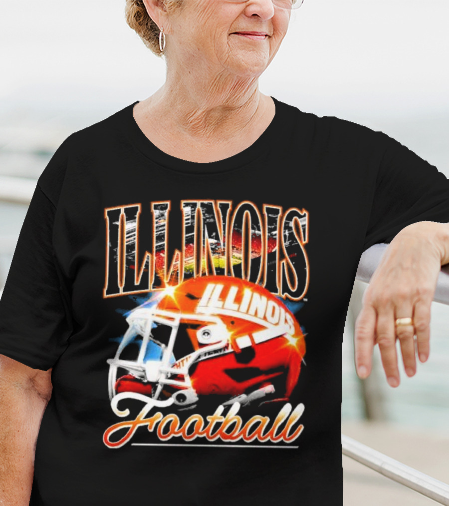Illinois Fighting Illini Football Helmet Vintage Retro T-Shirt