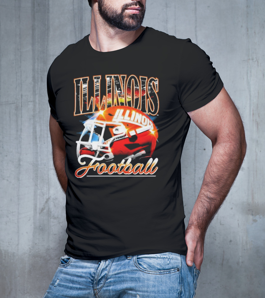 Illinois Fighting Illini Football Helmet Vintage Retro T-Shirt