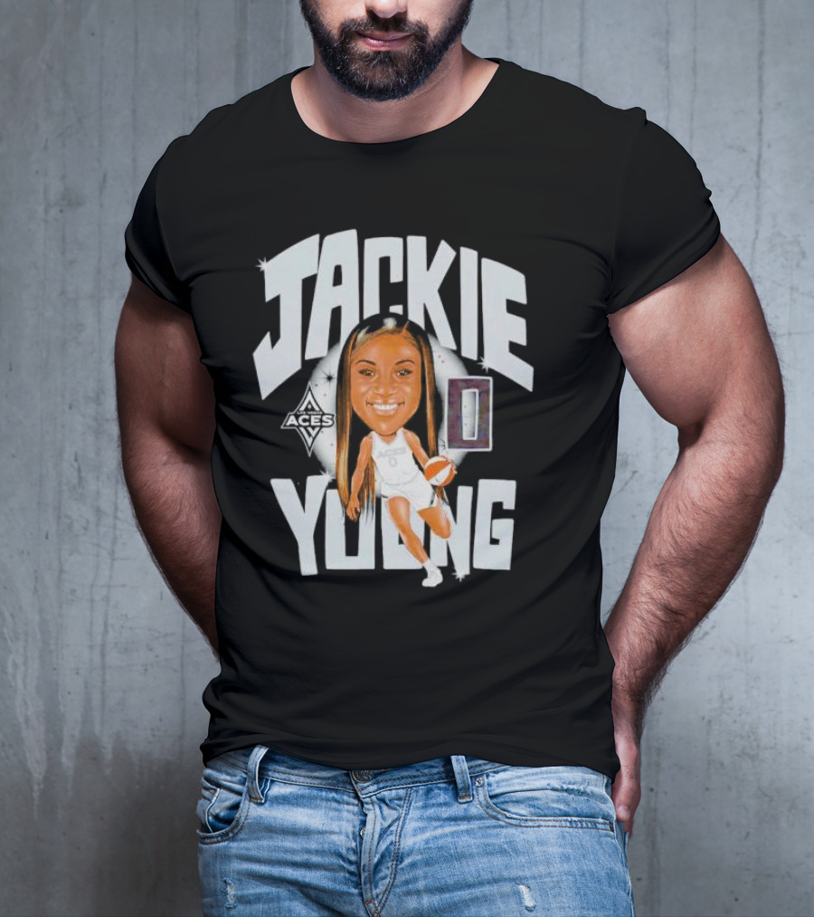 Jackie Young Las Vegas Aces Basketball Caricature T-Shirt