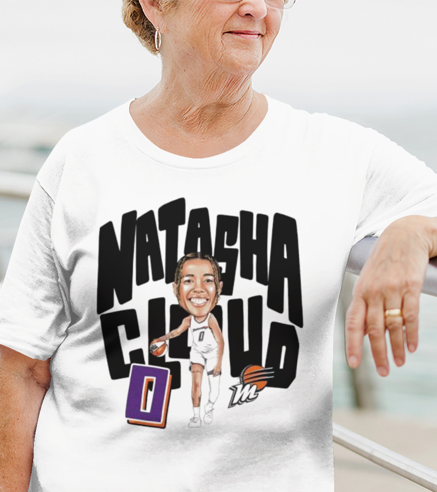 Natasha Cloud Phoenix Mercury Basketball Caricature With Orange Ball And Stylized Text T-Shirt