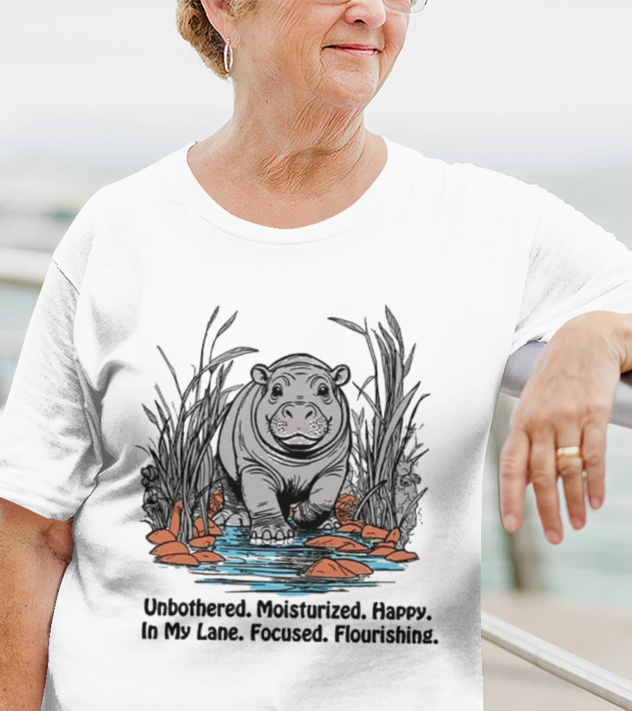 Unbothered Moisturized Happy Hippo In My Lane Focused Flourishing T-Shirt