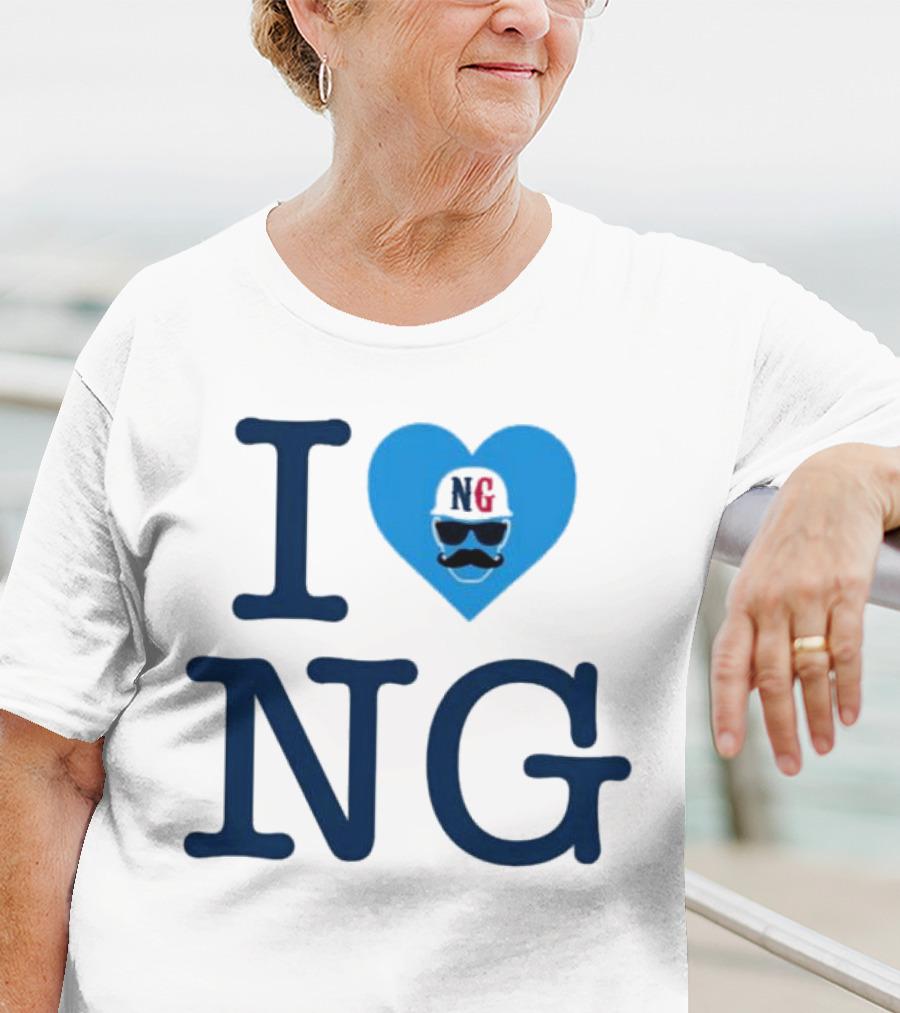 I Love NG Heart Icon With Mustache And Cap T-Shirt