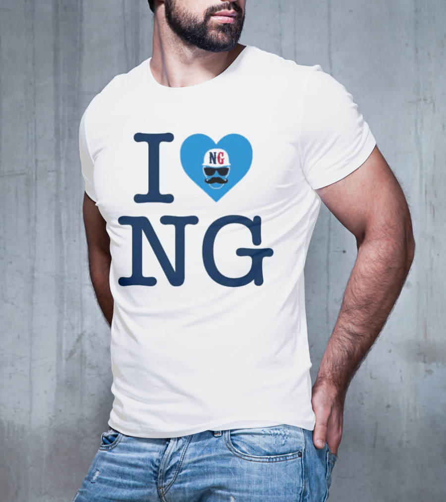 I Love NG Heart Icon With Mustache And Cap T-Shirt