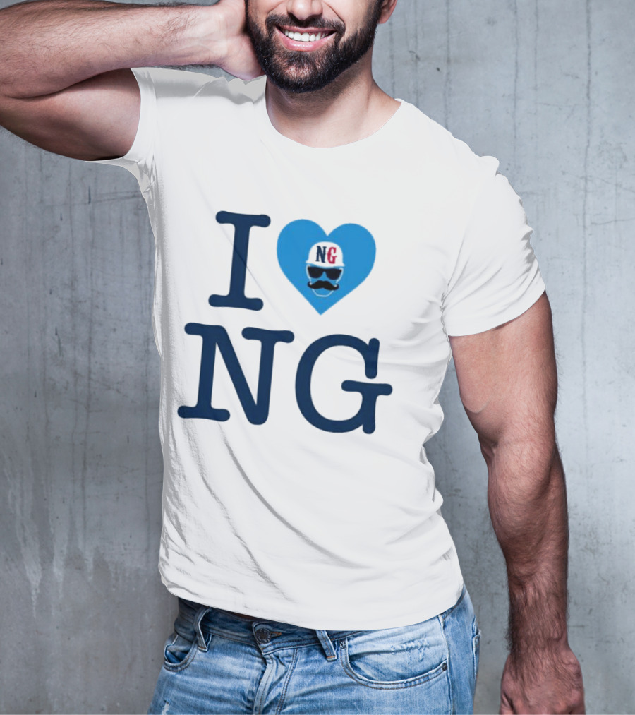 I Love NG Heart Icon With Mustache And Cap T-Shirt