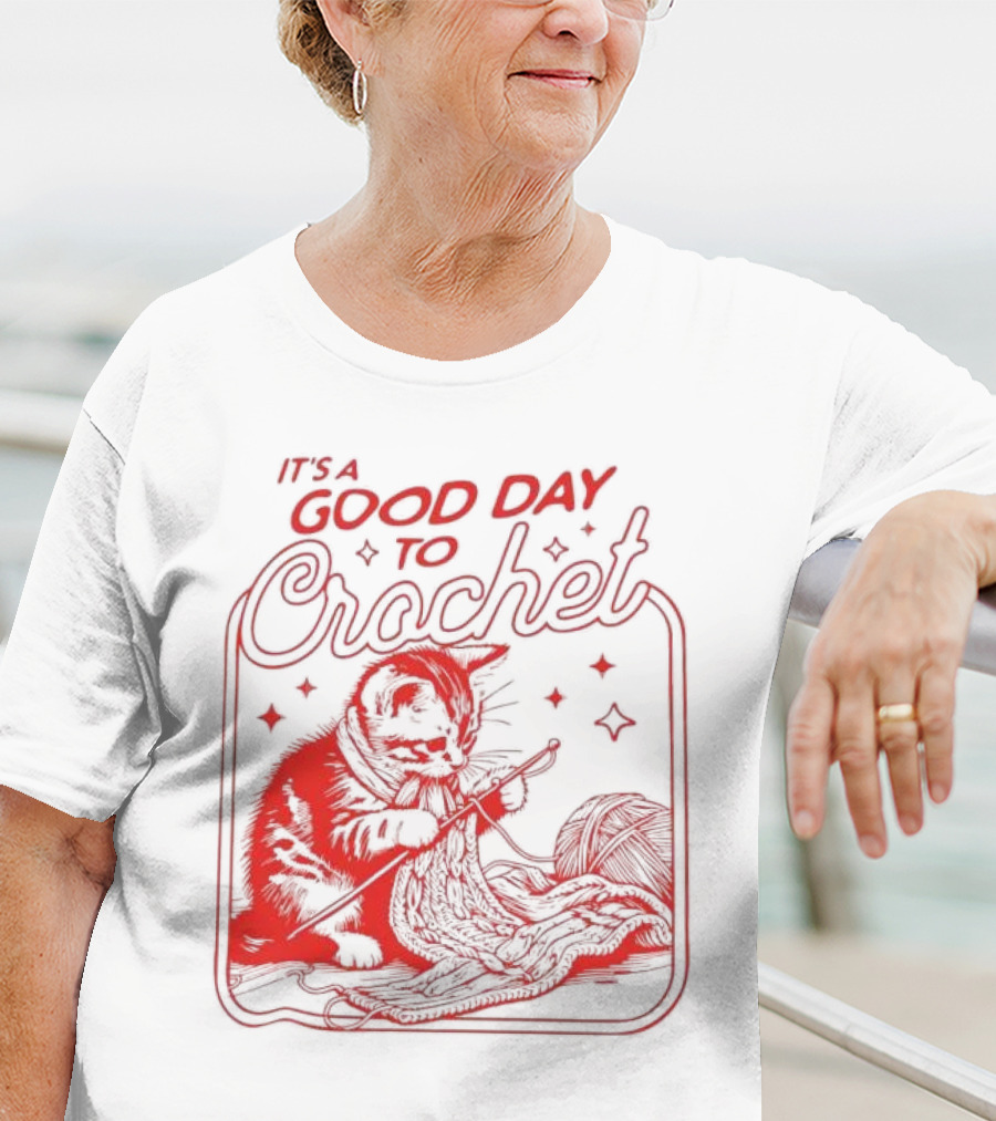 IT'S A GOOD DAY TO CROCHET KITTEN WITH YARN AND STARRY ACCENTS T-Shirt