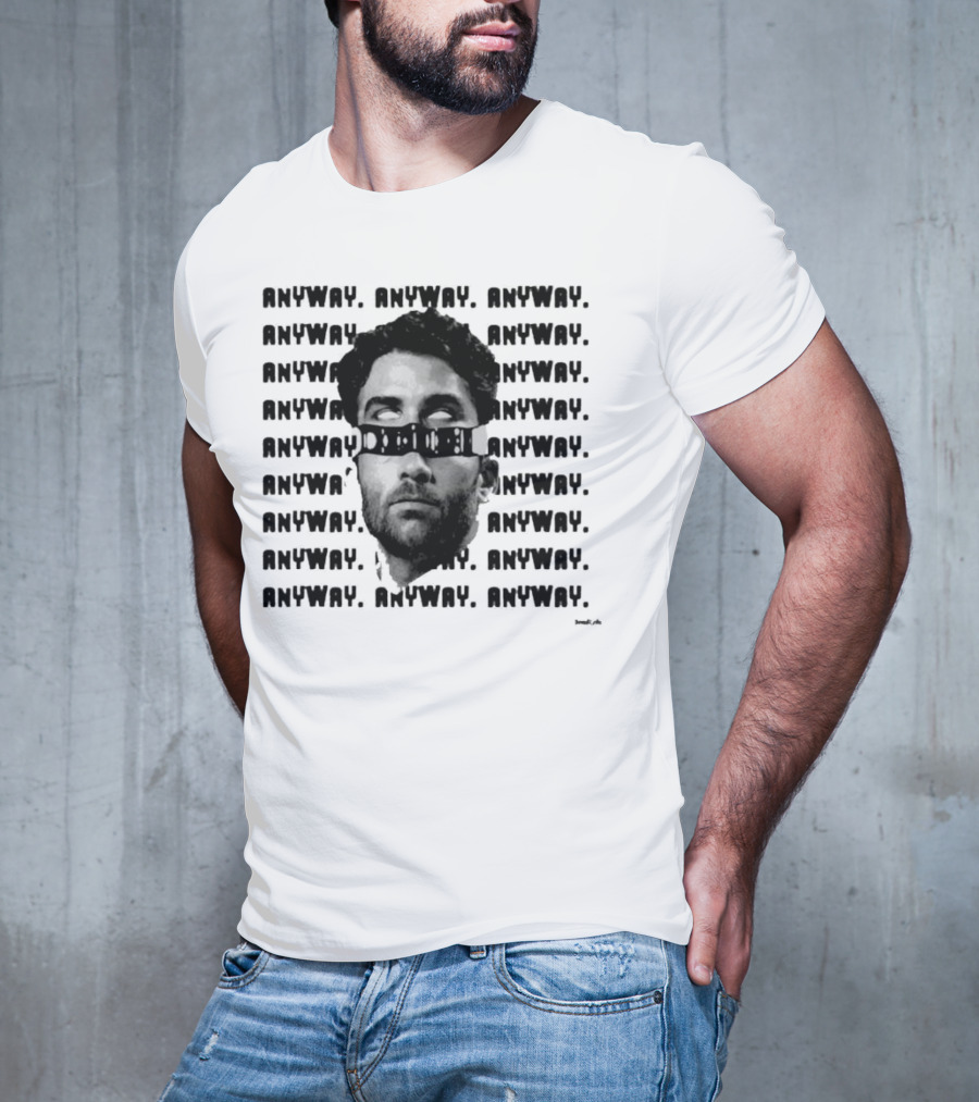 ANYWAY Black And White Portrait Repeated Text T-Shirt