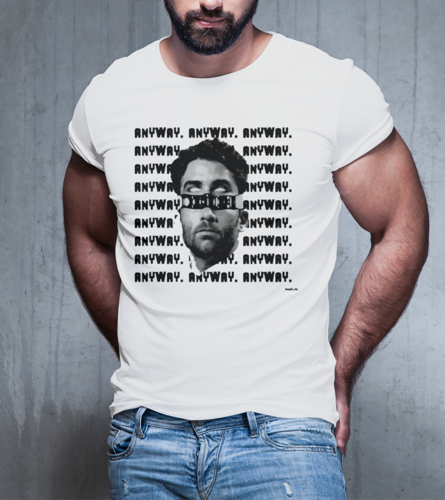 ANYWAY Black And White Portrait Repeated Text T-Shirt