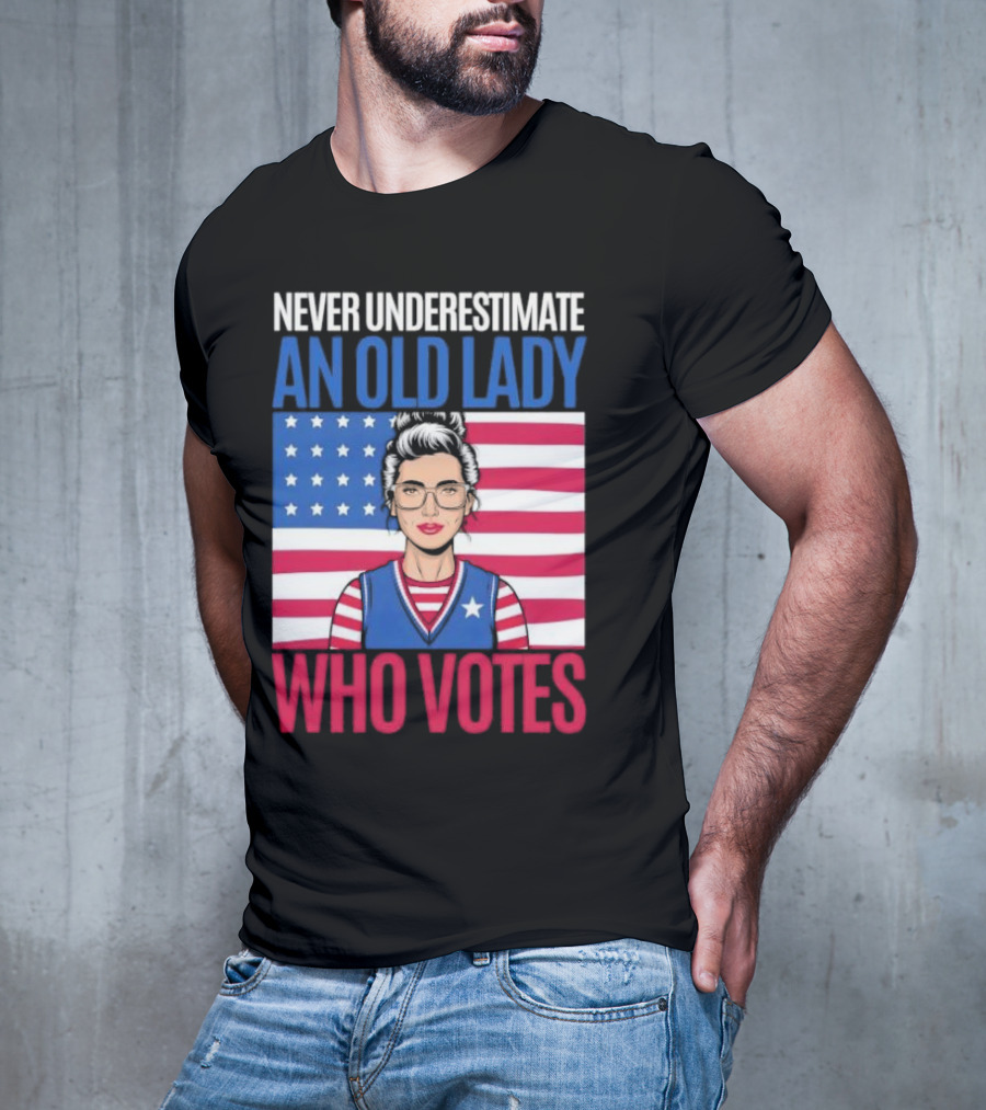 Never Underestimate An Old Lady Who Votes US Flag Iconic T-Shirt