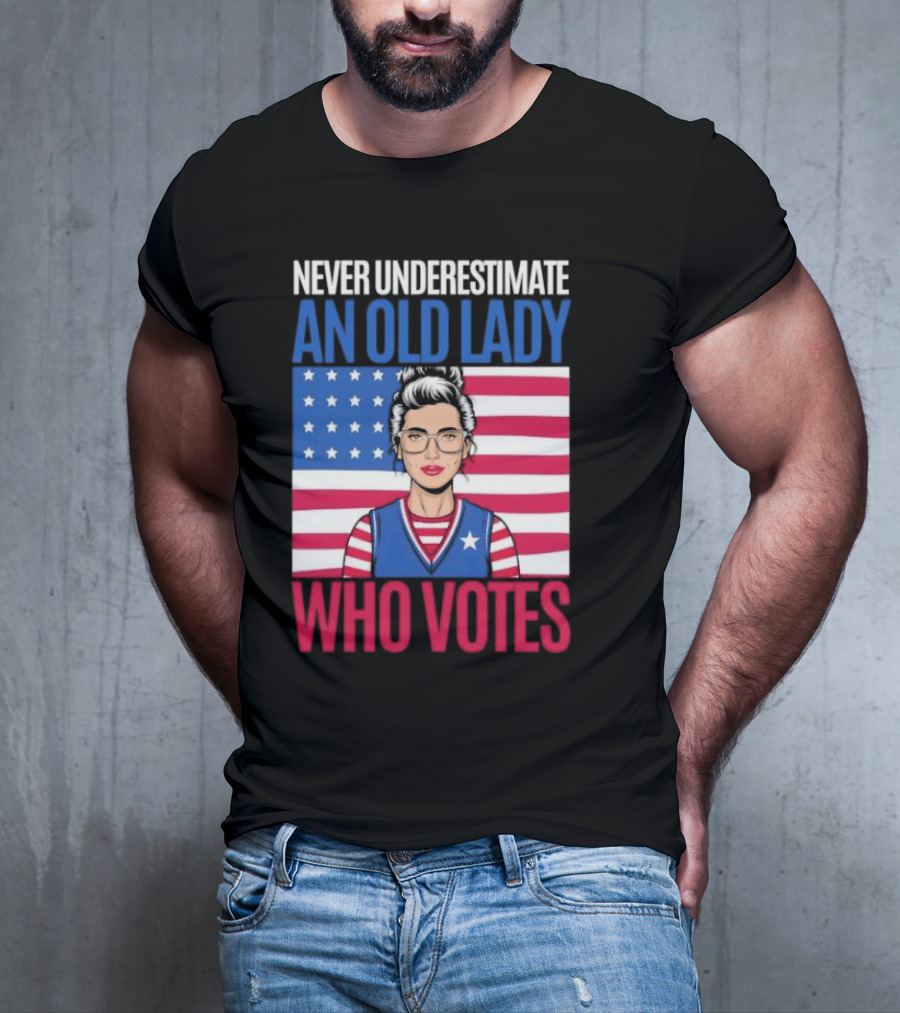 Never Underestimate An Old Lady Who Votes US Flag Iconic T-Shirt