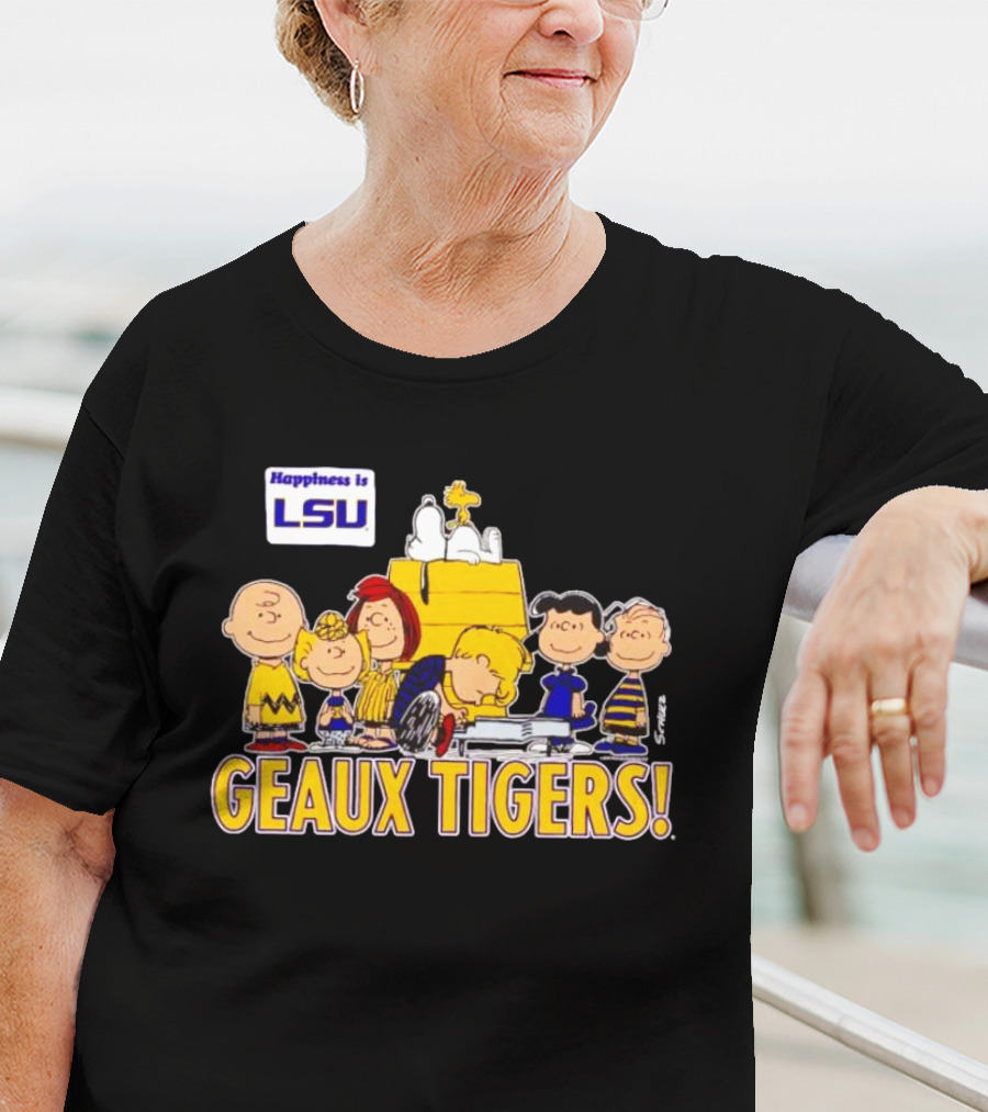 Happiness Is LSU Peanuts Characters Geaux Tigers T-Shirt
