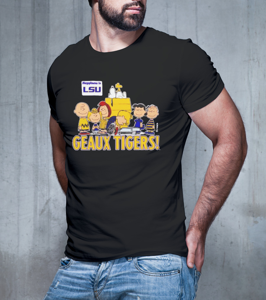 Happiness Is LSU Peanuts Characters Geaux Tigers T-Shirt