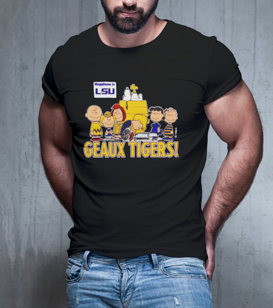 Happiness Is LSU Peanuts Characters Geaux Tigers T-Shirt
