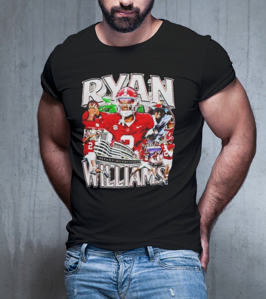 Ryan Williams Alabama Crimson Tide Bryant Denny Stadium Vintage Football Collage T-Shirt