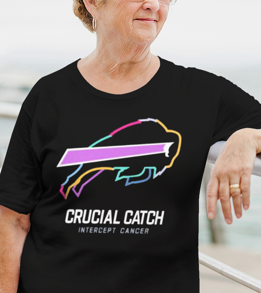 Buffalo Bills NFL Rainbow Logo Crucial Catch Intercept Cancer Initiative T-Shirt