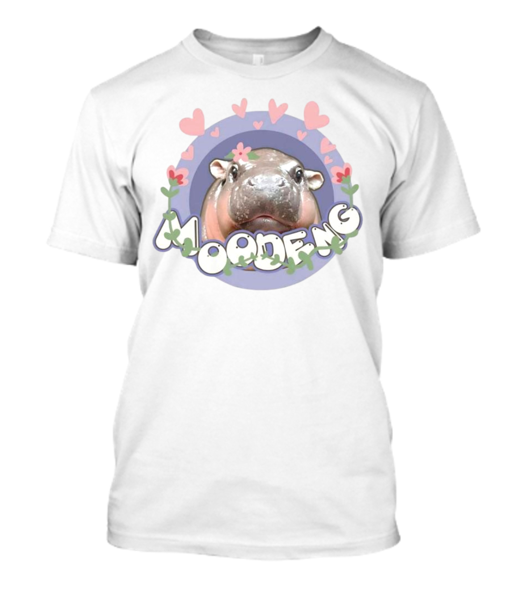 Moo Deng Cute Pig Heart Flower T-Shirt