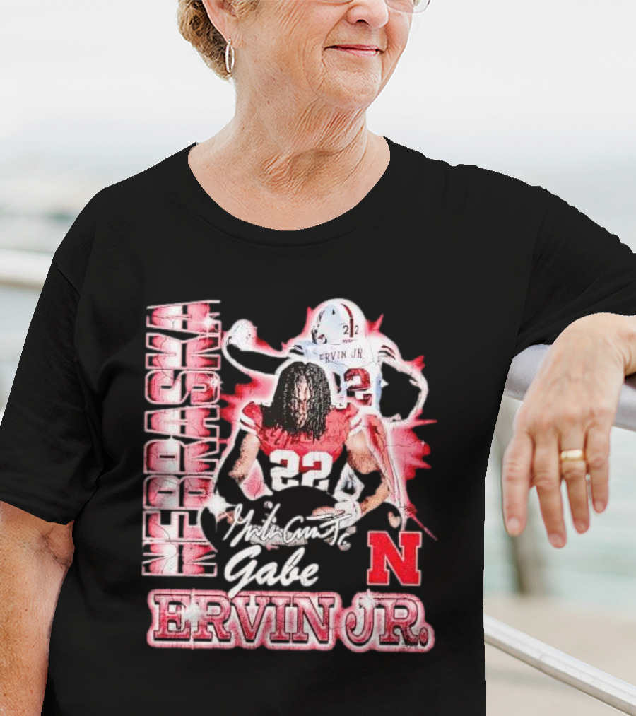 Nebraska Cornhuskers Gabe Ervin Jr. Signature Retro Football 22 T-Shirt