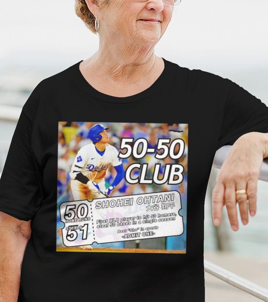 50-50 Club Shohei Ohtani First MLB Player To Hit 50 Homers Steal 50 Bases In Single Season T-Shirt