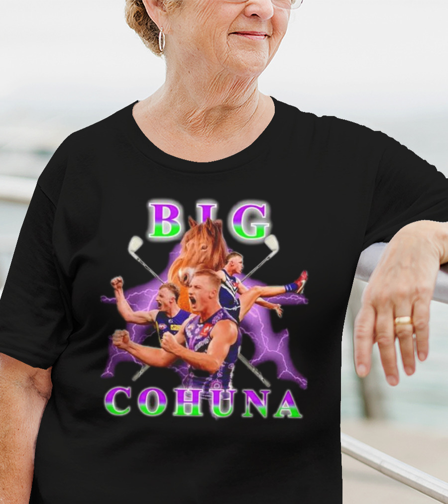 BIG COHUNA Horse Lightning Football T-Shirt
