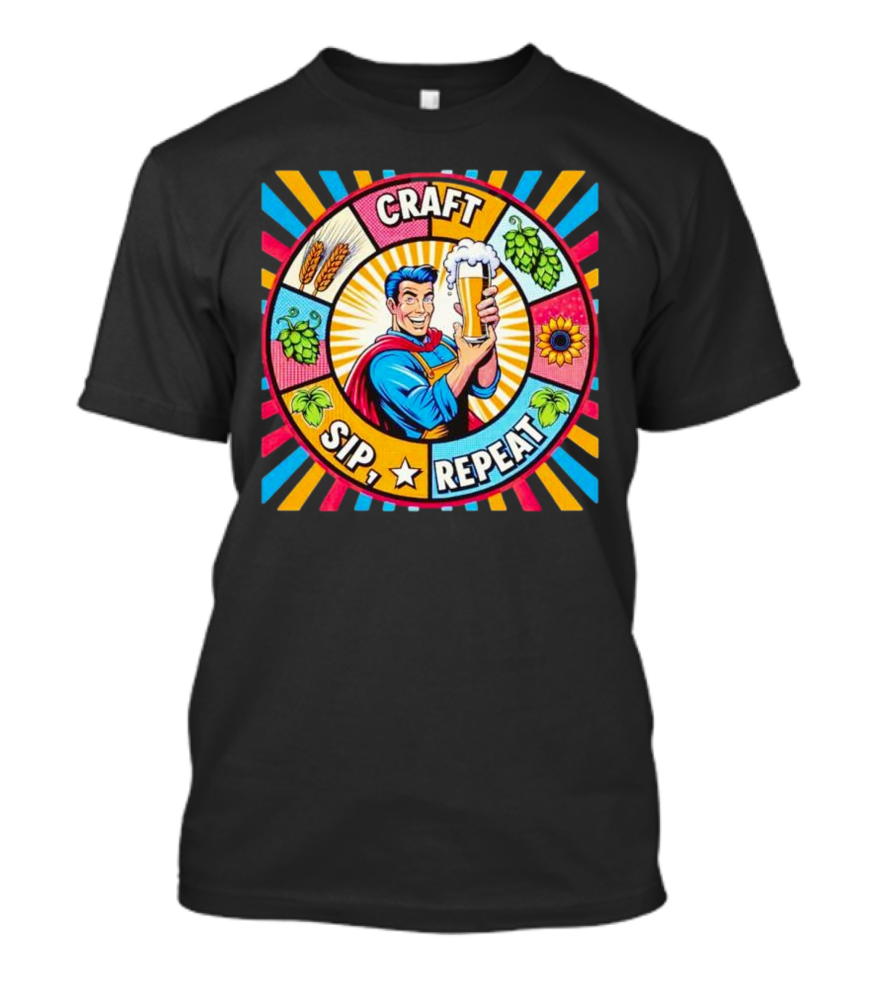 Craft Sip Repeat Milwaukee Brewers Superhero Beer Cheers T-Shirt