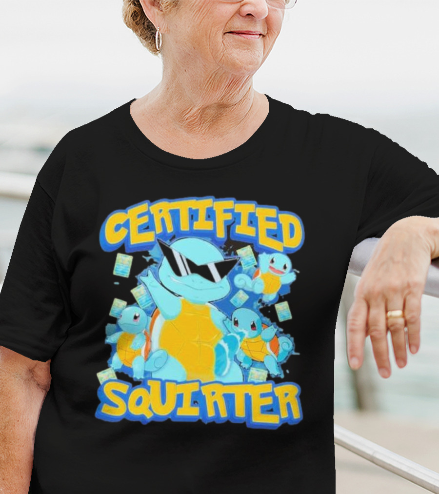 CERTIFIED SQUIRTER POKEMON SQUIRTLE PARTY WITH SUNGLASSES AND CARDS T-Shirt