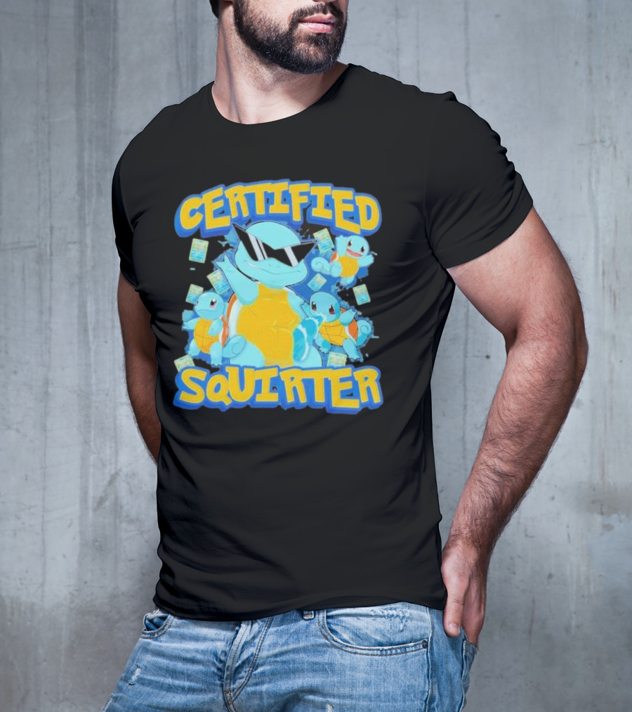 CERTIFIED SQUIRTER POKEMON SQUIRTLE PARTY WITH SUNGLASSES AND CARDS T-Shirt