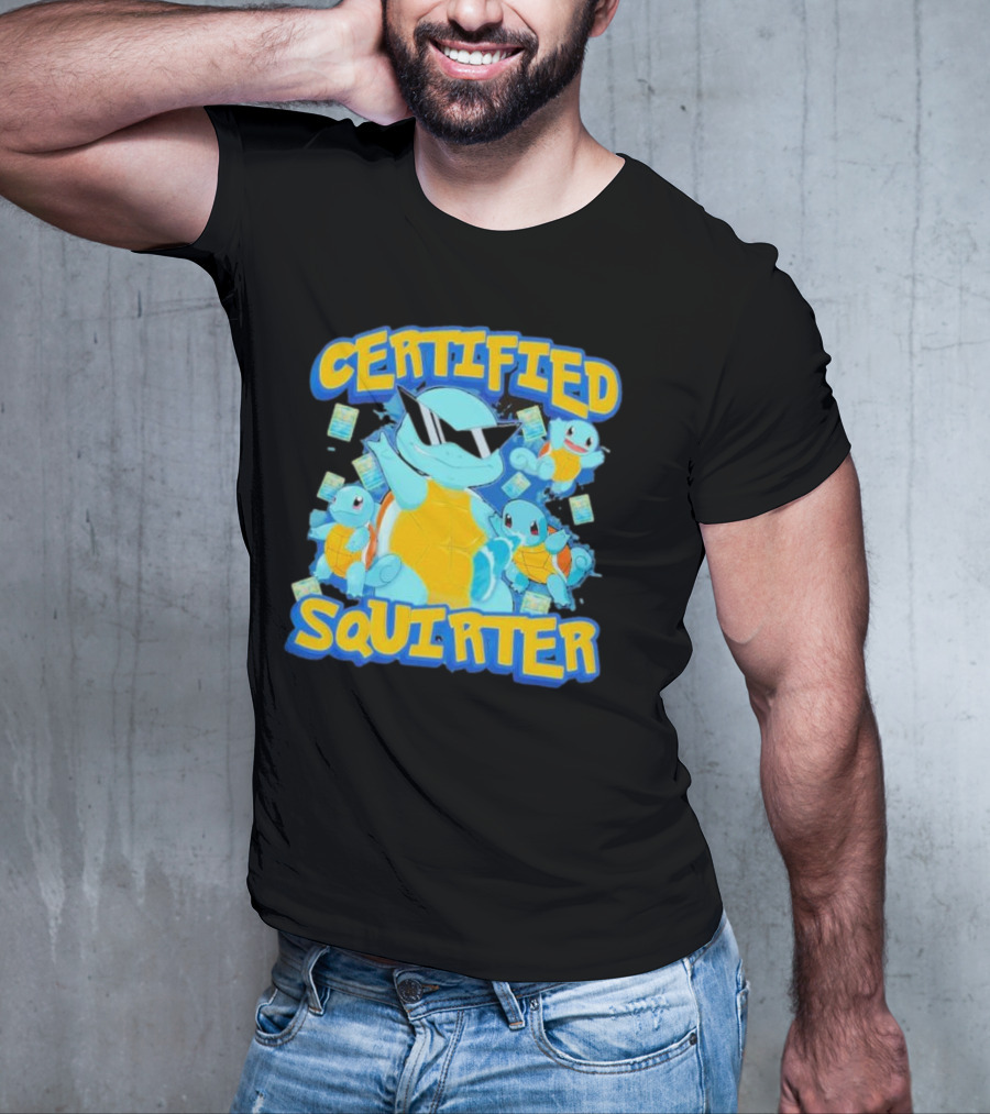 CERTIFIED SQUIRTER POKEMON SQUIRTLE PARTY WITH SUNGLASSES AND CARDS T-Shirt