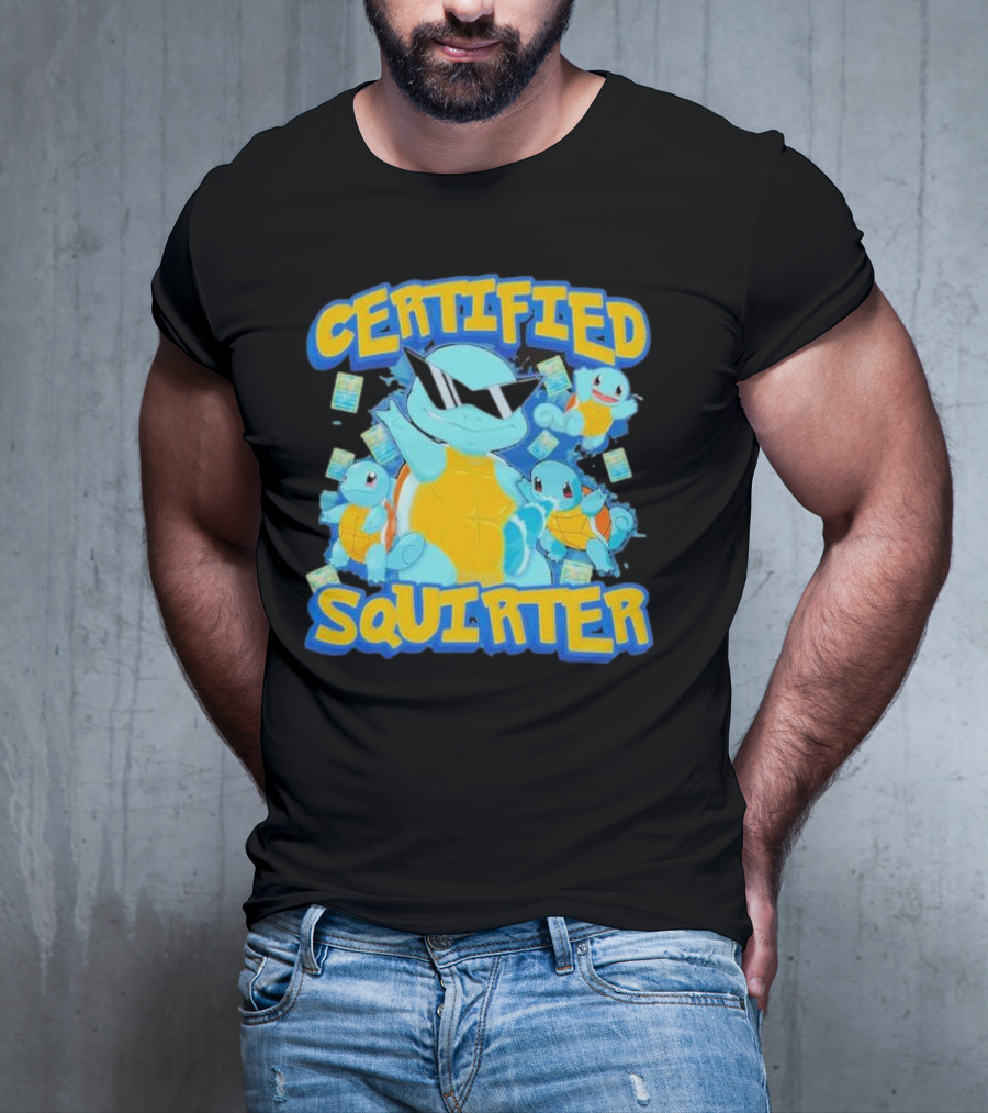 CERTIFIED SQUIRTER POKEMON SQUIRTLE PARTY WITH SUNGLASSES AND CARDS T-Shirt