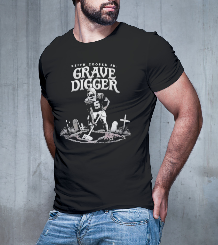 Keith Cooper Jr Grave Digger Football Player With Shovel Graveyard Scene T-Shirt