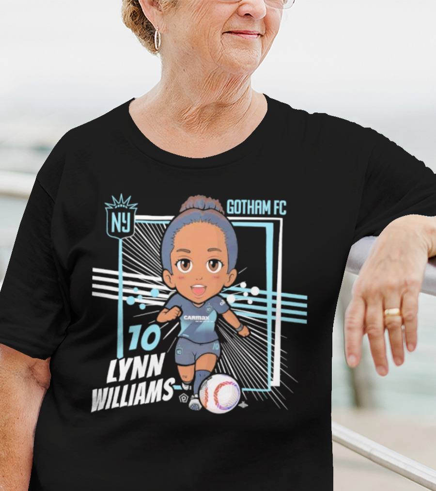 NJ NY Gotham FC Lynn Williams 10 Chibi Character Black T-Shirt