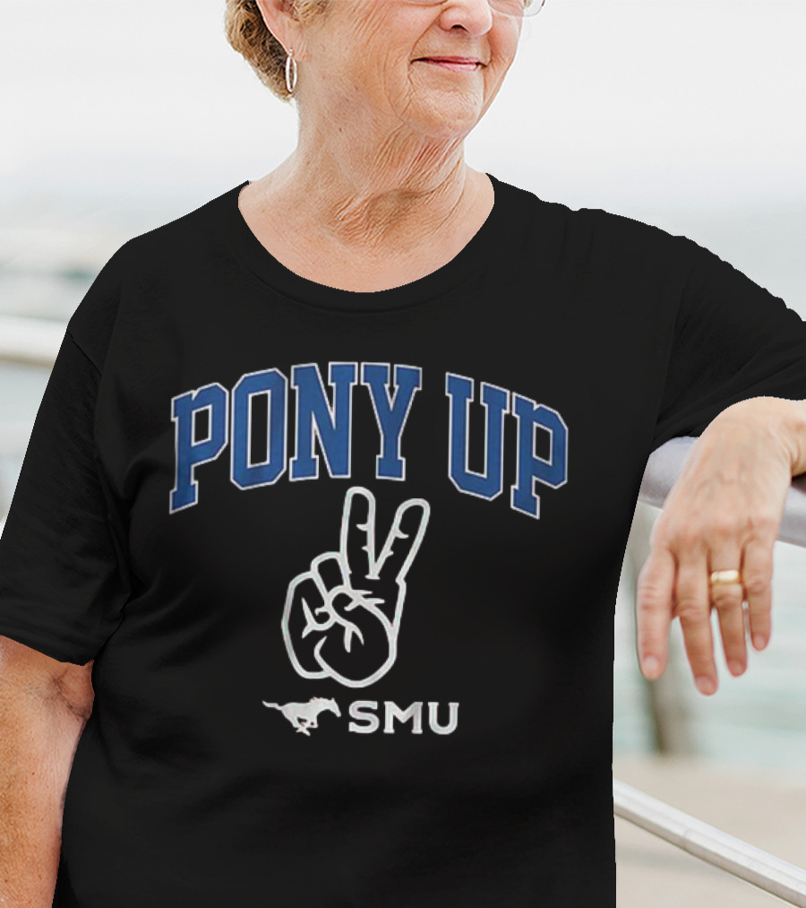 PONY UP SMU Peace Sign Mustang T-Shirt