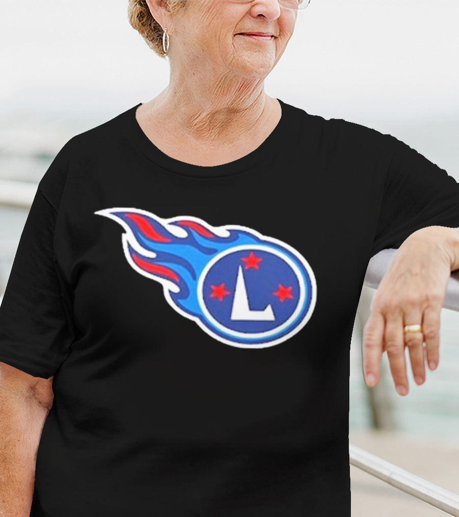 Funny Ahh Tees Tennessee Titans Fire L логотип T-Shirt