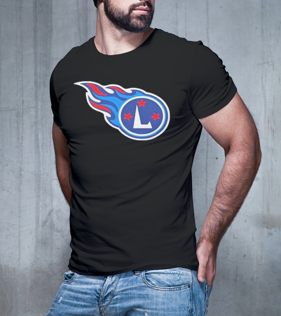 Funny Ahh Tees Tennessee Titans Fire L логотип T-Shirt